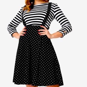 Skull and crossbones skirt with suspenders